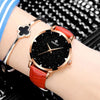 WISHODIT Leather Quartz Wristwatch