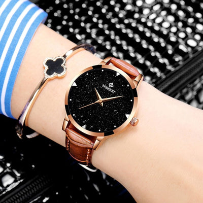 WISHODIT Leather Quartz Wristwatch